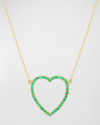 Jennifer Meyer Emerald Large Open Heart Necklace In Yellow Gold,emerald