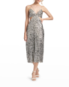 Sachin & Babi Roux Sequin-embellished Midi Dress In Silver