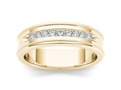 Pre-owned Igi 14k Yellow Gold 0.33 Ct Diamond Men's Wedding Band Ring
