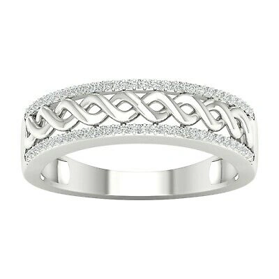 Pre-owned Amouria 10k White Gold 0.16ct Tdw Diamond Cuban Link Men's Ring In White/colorless