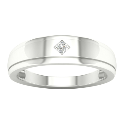 Pre-owned Amouria 10k White Gold 0.05ct Tdw Diamond Solitaire Men's Ring In White/colorless