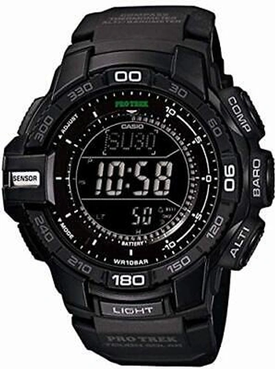 Pre-owned Casio Protrek Prg-270-1ajf All Black 10atm Triple Sensor Tough Solar Digital