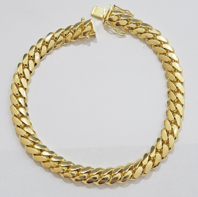 Pre-owned My Elite Jeweler Solid 10k Gold Bracelet 8mm Miami Cuban Link 9" Inch Box Clasp Solid Links, Mens