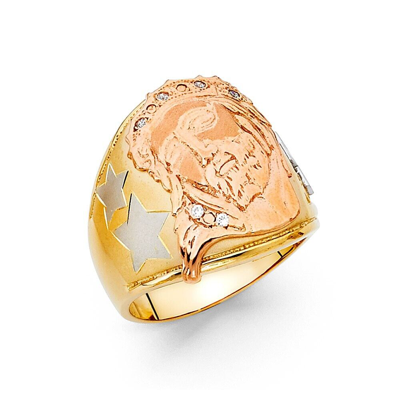 Pre-owned Td Collections Gold - 14k Tri Color Gold Cubic Zirconia Men's Ring In Multicolor