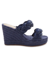 Kenneth Cole New York Women's Footwear Olivia Braid Espadrille Wedge Sandals Women's Shoes In Marine