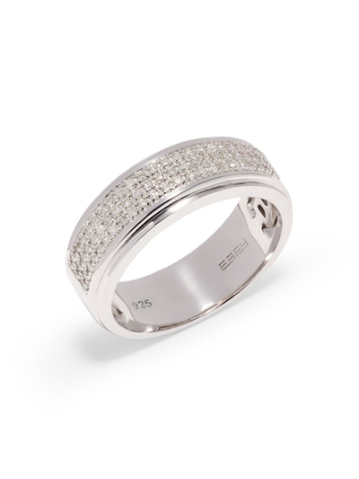 Effy Men's Sterling Silver & 0.34 Tcw Diamond Embellished Ring