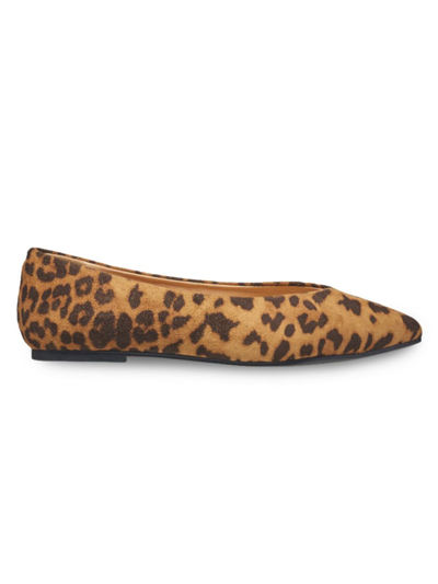 French Connection Daisy Womens Faux Suede Slip-on Ballet Flats In Leopard