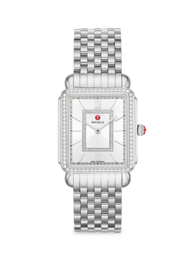 Michele Women's Deco Ii 29mm Stainless Steel & 0.52 Tcw Diamond Bracelet Watch In Silver