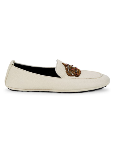 Dolce & Gabbana Men's Embellished Leather Loafers In White