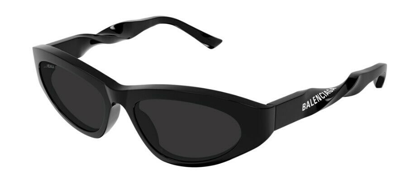 Pre-owned Balenciaga Bb0207s 001 Black/grey Full-rim Cat-eye Women's Sunglasses In Gray