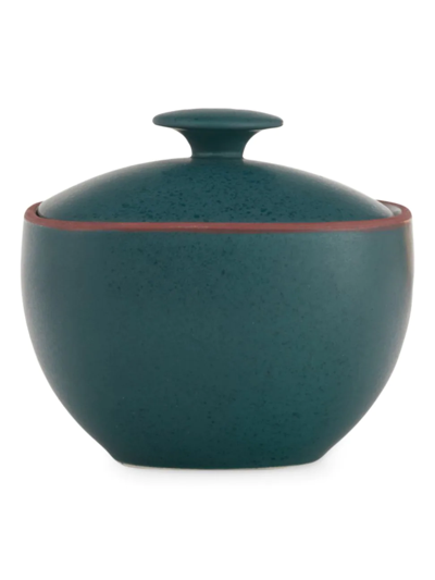 Nambe Taos Lidded Stoneware Sugar Bowl In Green