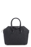 Givenchy Mini Antigona Raffia Top Handle Bag In 001-black