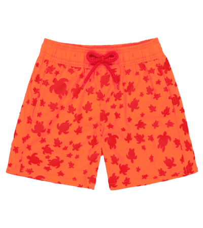 Vilebrequin Kids' Boys Orange Turtles Swim Shorts