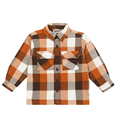 Molo Kids' Hayes Checked Shirt Jacket In Brown Check