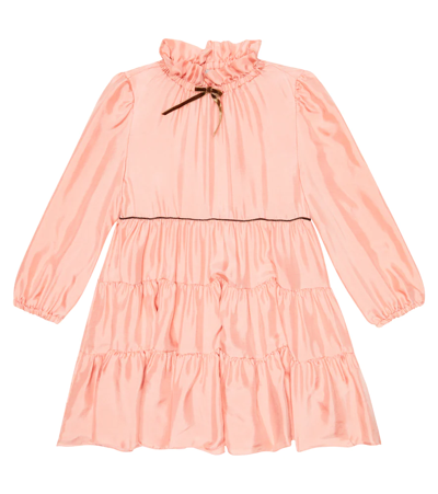 Il Gufo Kids' Ruffle-trimmed Dress In Bubble Pink