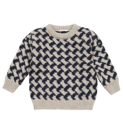 The New Society Kids' Nicola Jacquard Wool Sweater In Houndstooth Fantasy