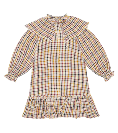 The New Society Kids' Berenice Checked Cotton Dress In Multicolor Check