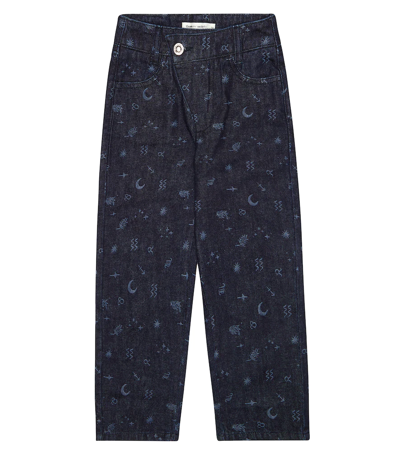 The New Society Kids' Blue Cosmos Jeans For Girl With Zodiac Symbols In Cosmos Print