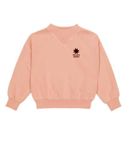 The New Society Kids' Logo Cotton Sweatshirt In Petal