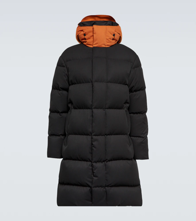 Zegna Down Coat In Blk Sld
