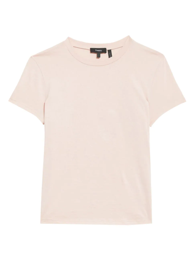 Theory Short Sleeve Cotton T-shirt In Pink