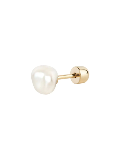 Maria Black Women's Helix 22k-gold-plated & 6-8mm Baroque Pearl Stud Earring In Black
