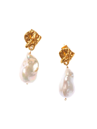 Alighieri Women's Fragment Of Light 24k-gold-plated & 34mm Freshwater Baroque Pearl Drop Earrings