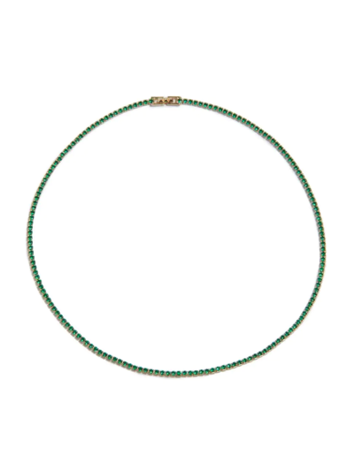 Nickho Rey Women's Tish 14k-yellow-gold Vermeil & Crystal Tennis Necklace In Green