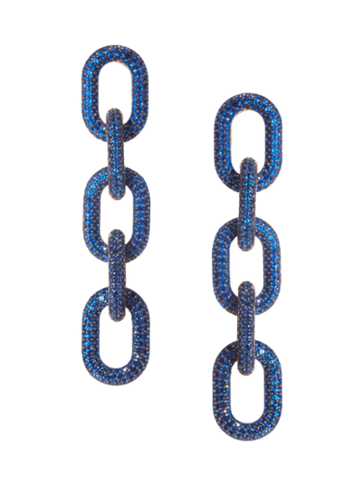 Nickho Rey Women's 14k-yellow-gold Vermeil & Crystal Oval-link Drop Earrings In Midnight