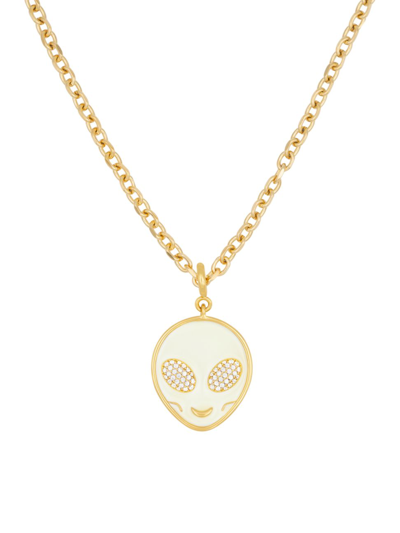 Darkai Women's Sister 18k Gold-plated, Cubic Zirconia & Glow Enamel Necklace In Ivory