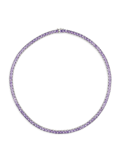 Darkai Women's Just The [un]ordinary 18k White-gold-plated & Cubic Zirconia Tennis Necklace In Purple