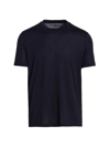 Brunello Cucinelli Men's Silk & Cotton Crewneck T-shirt In Navy