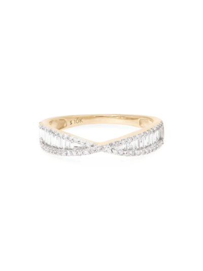 Stone And Strand Women's Bold 10k Yellow Gold & Diamond Crossover Ring