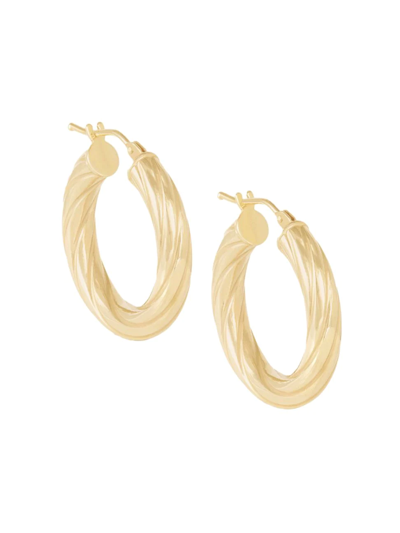 Stone And Strand 10k Yellow Gold Twisted Oval Hoop Earrings