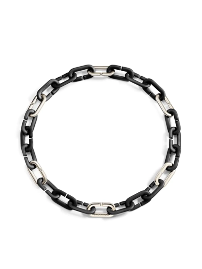 Vhernier Women's Mon Jeu Black Titanium & 18k White Gold Oval-link Chain Necklace