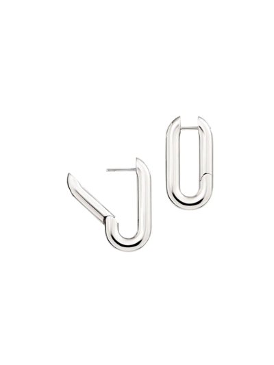 Vhernier Mon Jeu 18k White Gold Oval Hoop Earrings