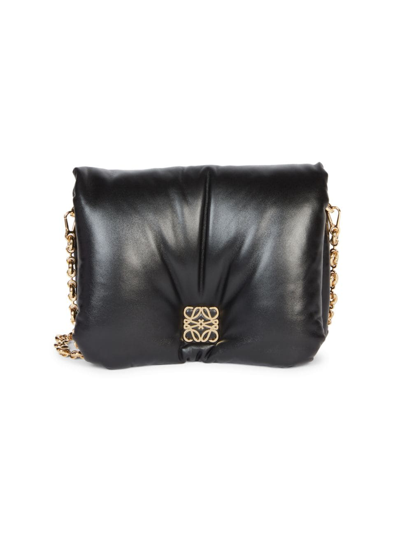 Loewe Puffer Goya Padded Leather Shoulder Bag In Black