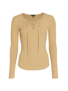 Rag & Bone Carrie Ribbed Lace-up Sweater In Khaki
