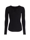 Rag & Bone Carrie Ribbed Lace-up Sweater In Black