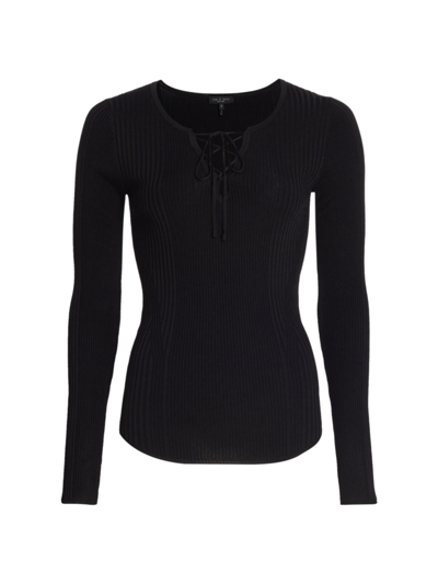 Rag & Bone Carrie Ribbed Lace-up Sweater In Black