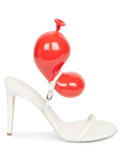 Loewe Balloon Lambskin Slide Sandals In White Red