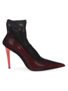 Loewe 105mm Fishnet Stiletto Bootie Pumps In Red Black