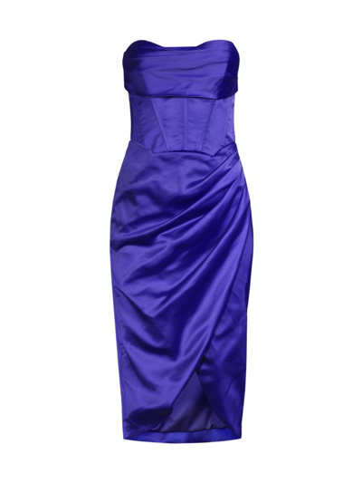 Bardot Jamila Strapless Satin Corset Dress In Cobalt