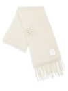 Loewe Mohair And Wool Scarf With Anagram Brooch In White