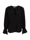 Joie Plus Cecarina Ruched Bell-sleeve Tassel Top In Caviar