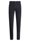 Zegna Gabardine Cotton-blend Pants In Navy