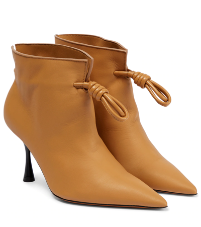 Loewe Neutral Flamenco 90 Leather Ankle Boots In Neutrals