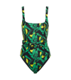 GANNI BELTED PRINTED SWIMSUIT
