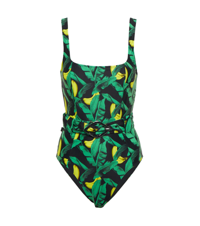 Ganni Banana Tree Recycled Print Swimsuit Banana Tree Black