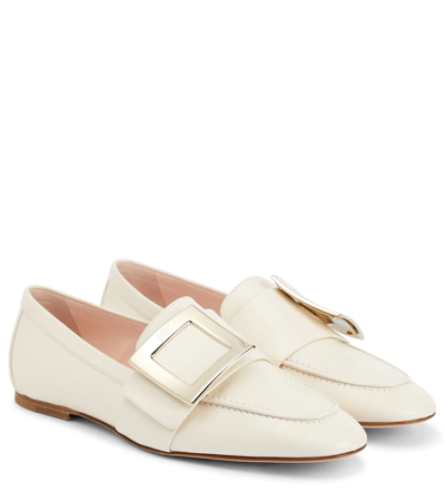 Roger Vivier Buckle-detail Leather Loafers In White